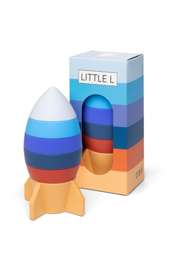 Little L Stapeltoren Raket Blauw en  Oranje